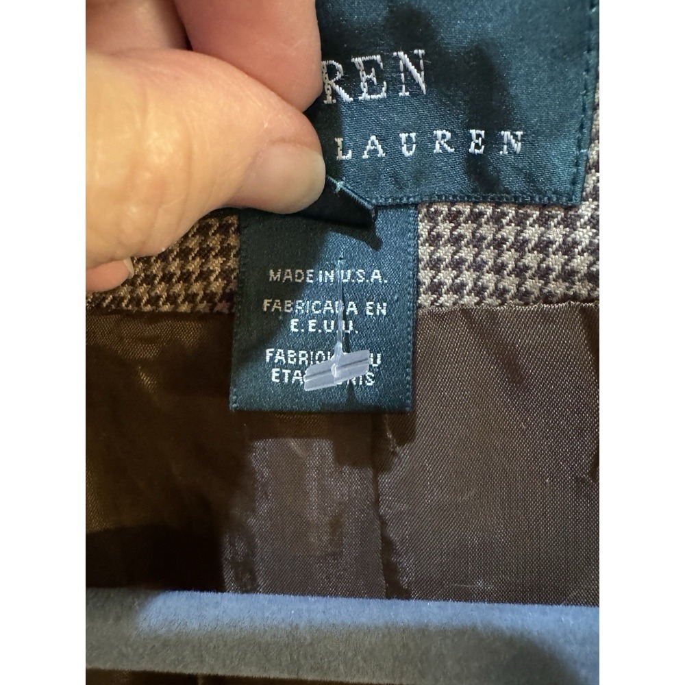 Vintage 90s Lauren Ralph Lauren Houndstooth Safari Field Jacket Blazer Size 4 - Picture 5 of 12